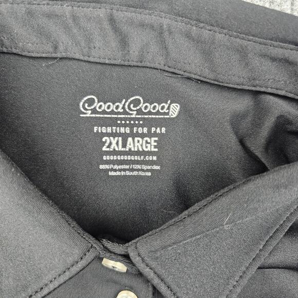 Good Good Polo Shirt Mens 2XL Black Performance Golf Stretch Short Sleeve Light - Picture 3 of 6